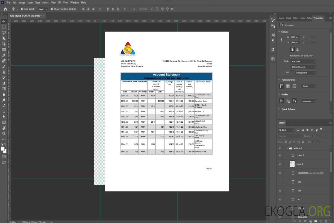 Relevé bancaire de Myanmar Innwa Bank Limited template Relevé bancaire de Myanmar Innwa Bank Limited template